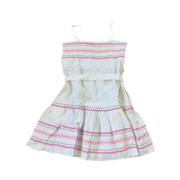 Lisa Marie Fernandez Ric Rac Linen Dress White Pink - Picture 2 of 8